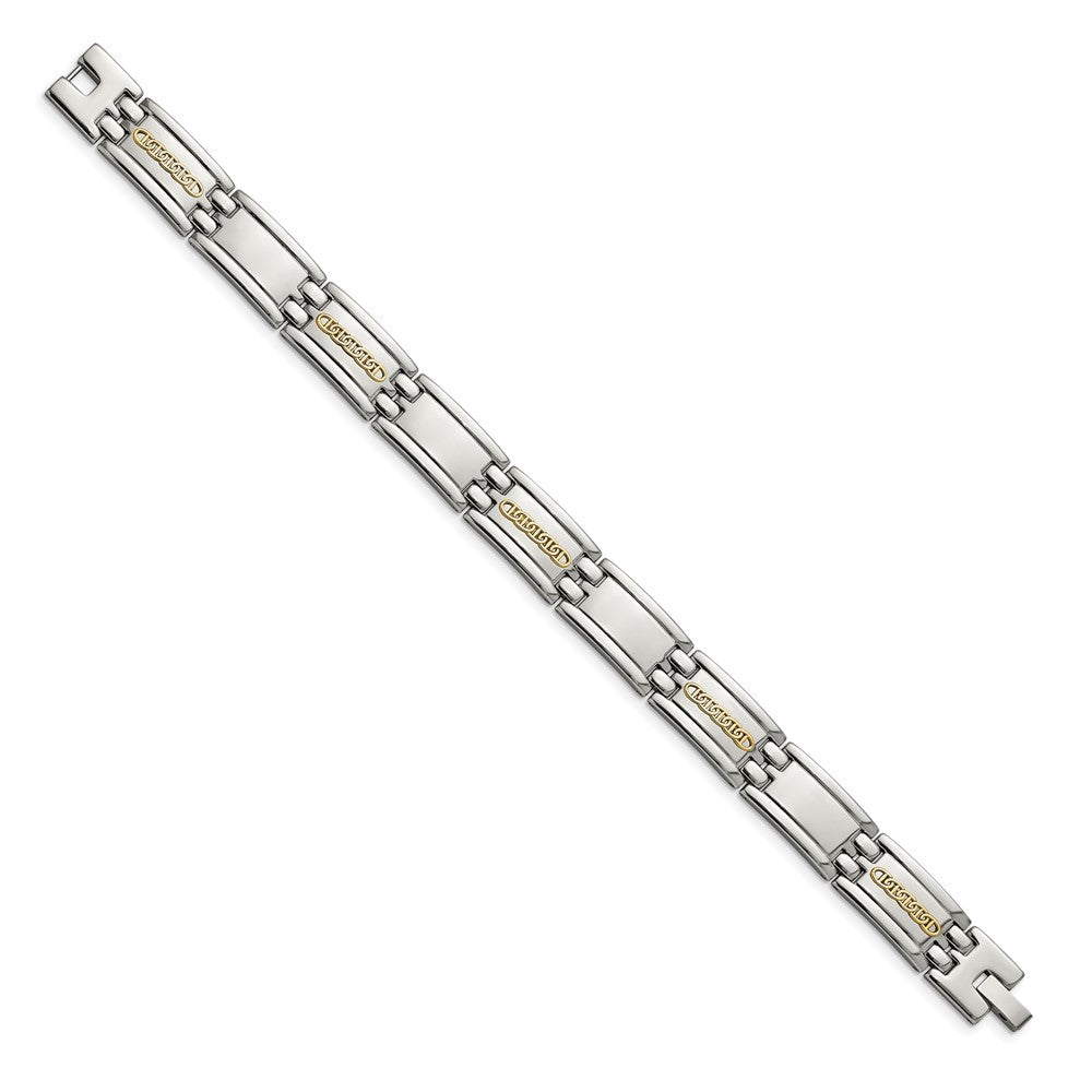 Stainless Steel with 14k Accent 8.75in Polished Link Bracelet 8.75 inches