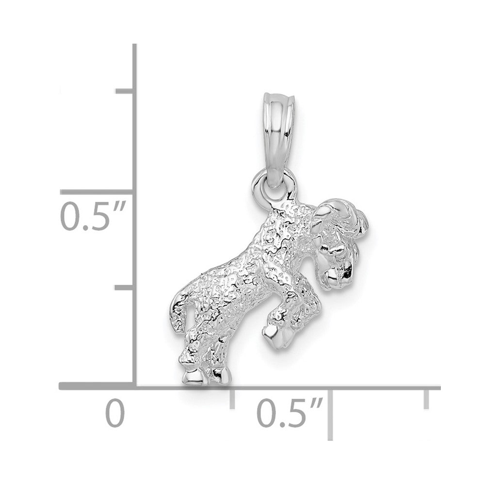 De-Ani Sterling Silver Rhodium-Plated Polished 3D Aries Zodiac Pendant