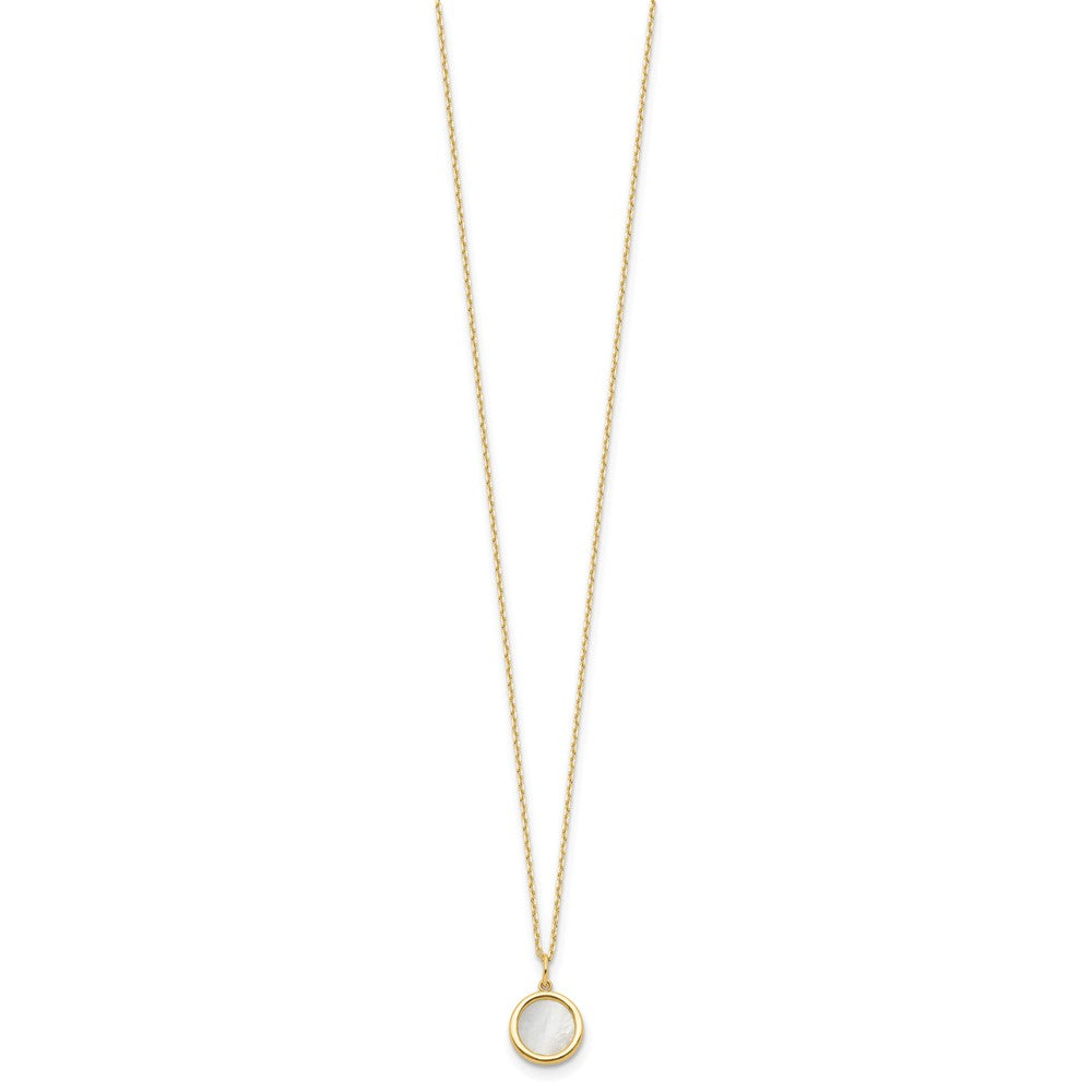 14K Polished Mother of Pearl Circle Necklace