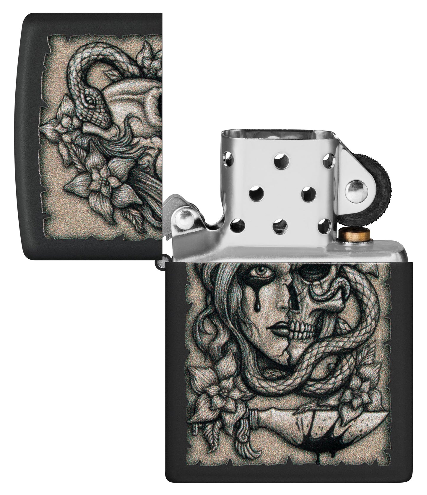 Zippo 48616 Black Gory Tattoo Design Windproof Pocket Lighter