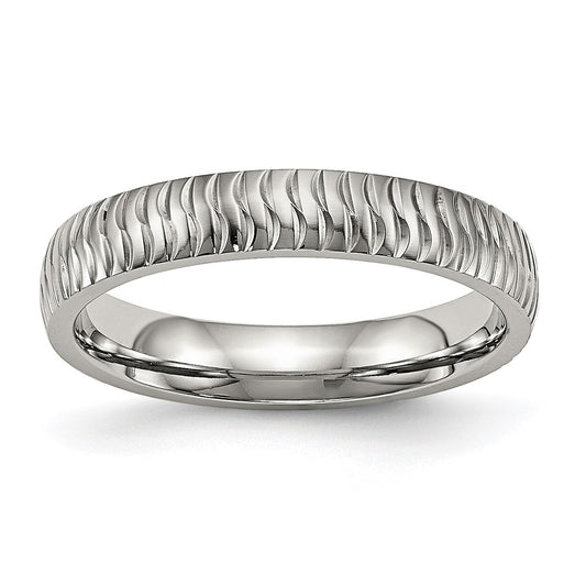 Stainless Steel Polished and Textured 4mm Band Size - 6