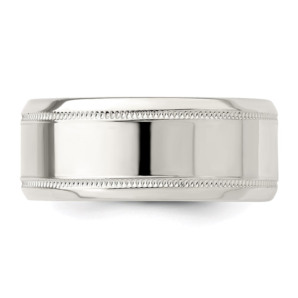 Sterling Silver 6mm Polished Flat Milgrain Beveled Edge Fancy Band Size 8.5