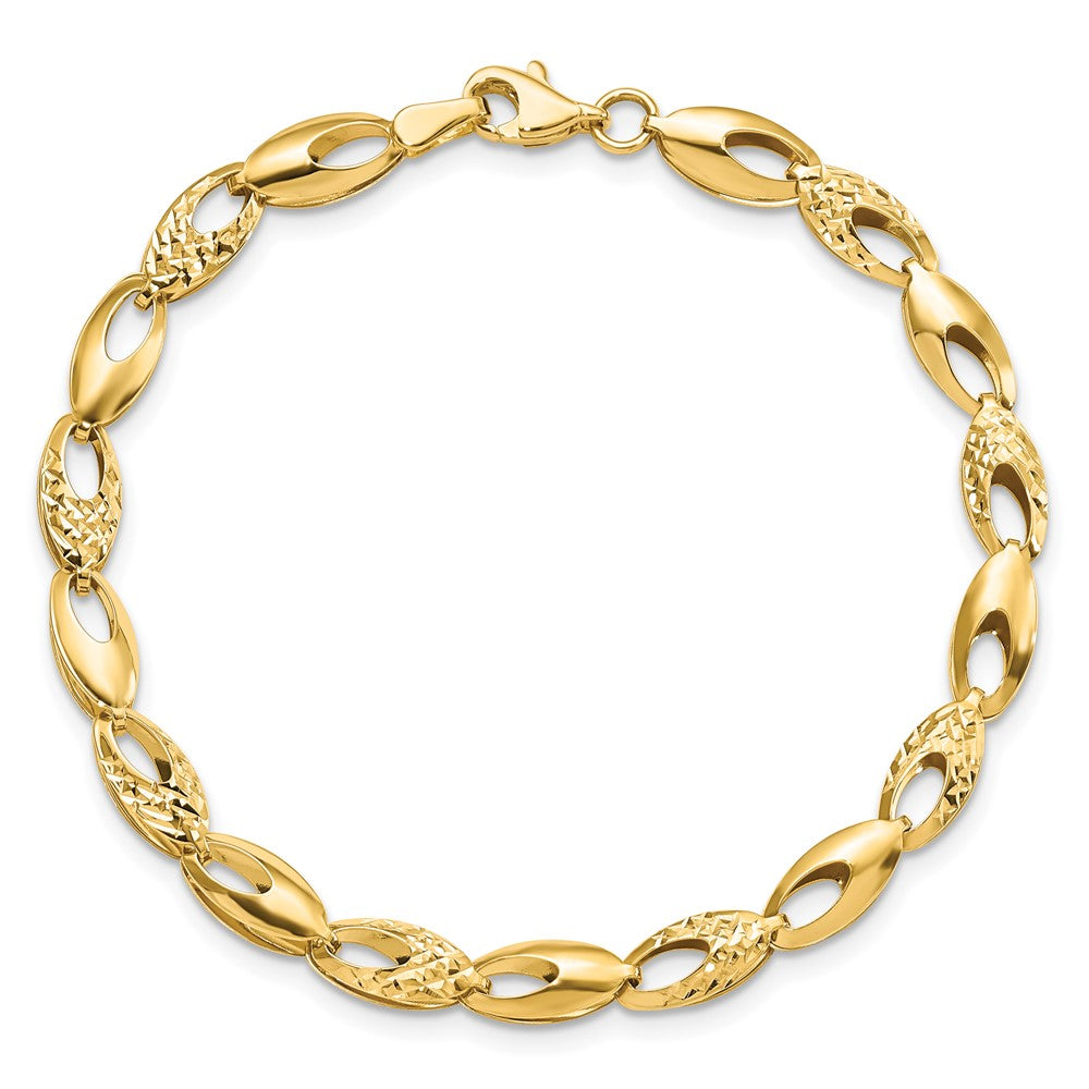 14K Polished and D/C Bracelet 7  inches