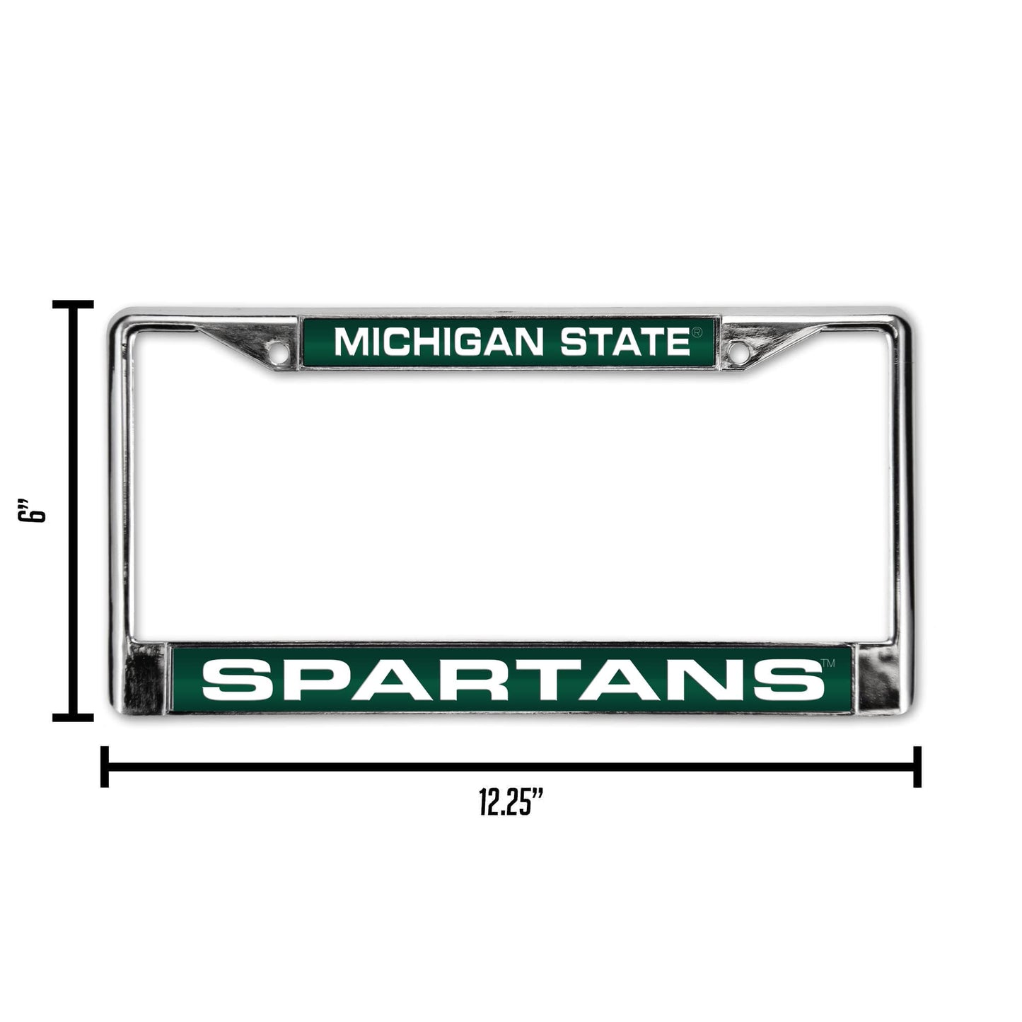 Collegiate Michigan State Green Laser Chrome Acrylic License Plate Frame QGC6975