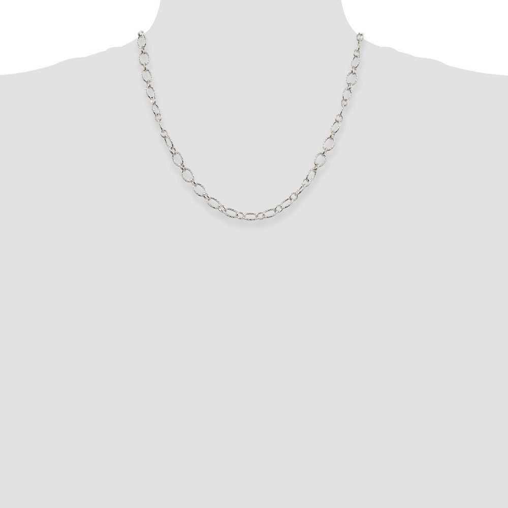 Sterling Silver 6.1mm Fancy Patterned Rolo Chain 20 Inches