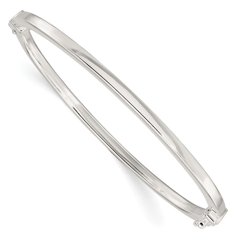 Sterling Silver Polished Flat Hinged Bangle 7 inches