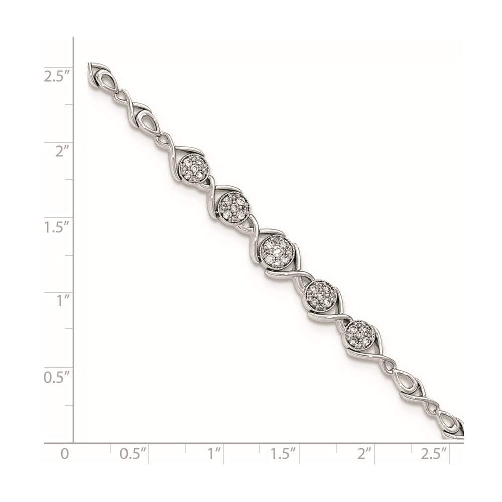 14K White Gold Polished Diamond Bracelet