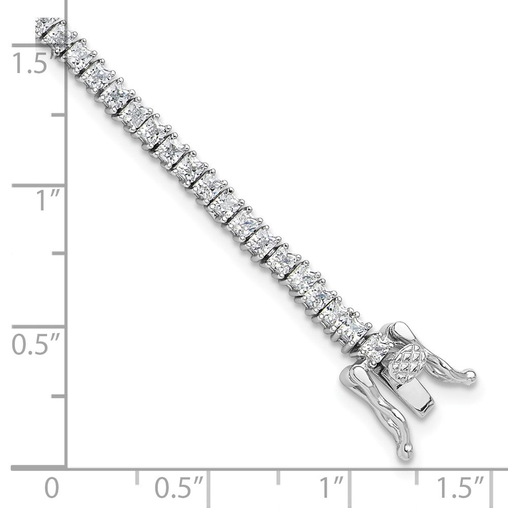 Sterling Silver Rhodium-plated 3mm Princess Cut CZ 7.75in Tennis Bracelet 8 inches