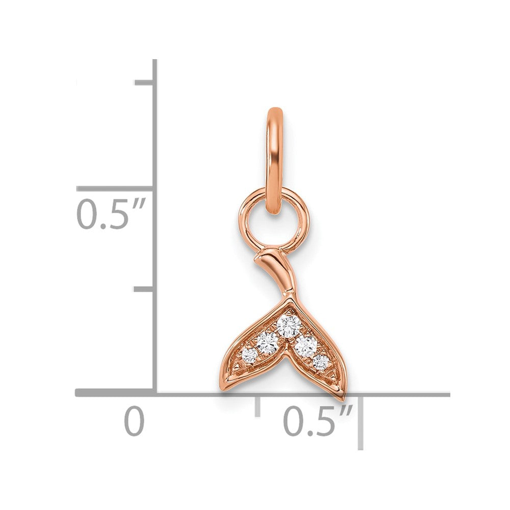 14K Rose Gold Polished Diamond Whale Tail Charm