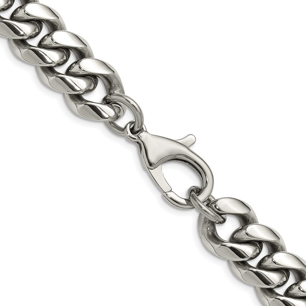 Stainless Steel Polished 14mm 24in Curb Link Necklace