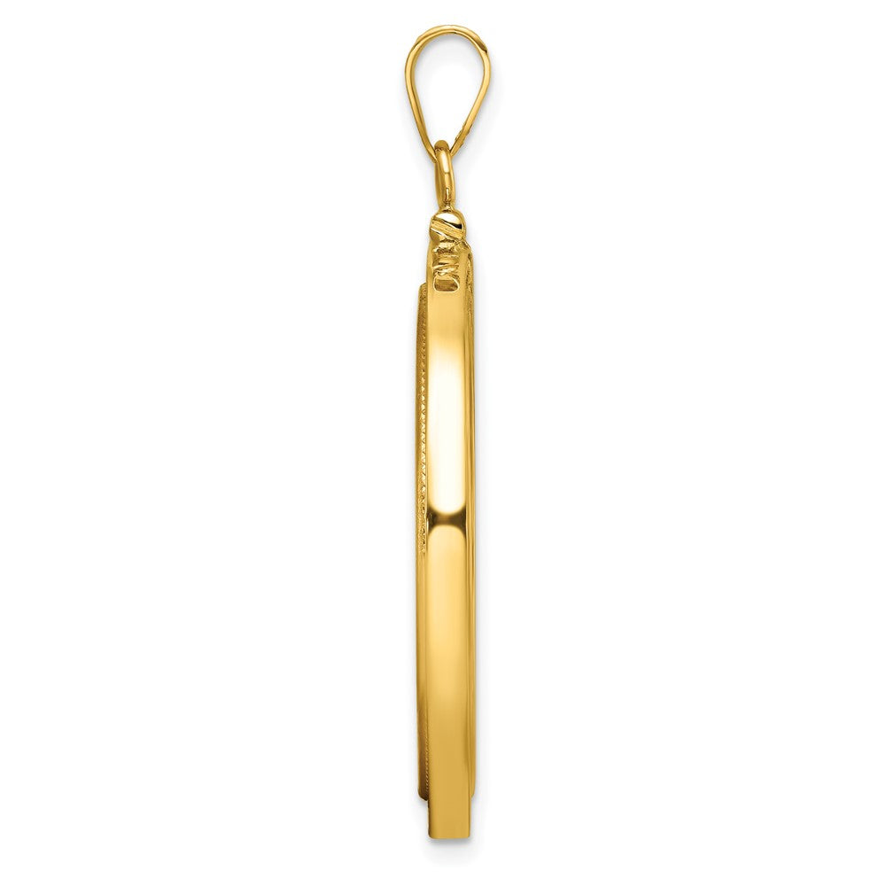 Wideband Distinguished Coin Jewelry 14k Polished and Beaded 27.0mm x 2.35mm Screw Top Coin Bezel Pendant