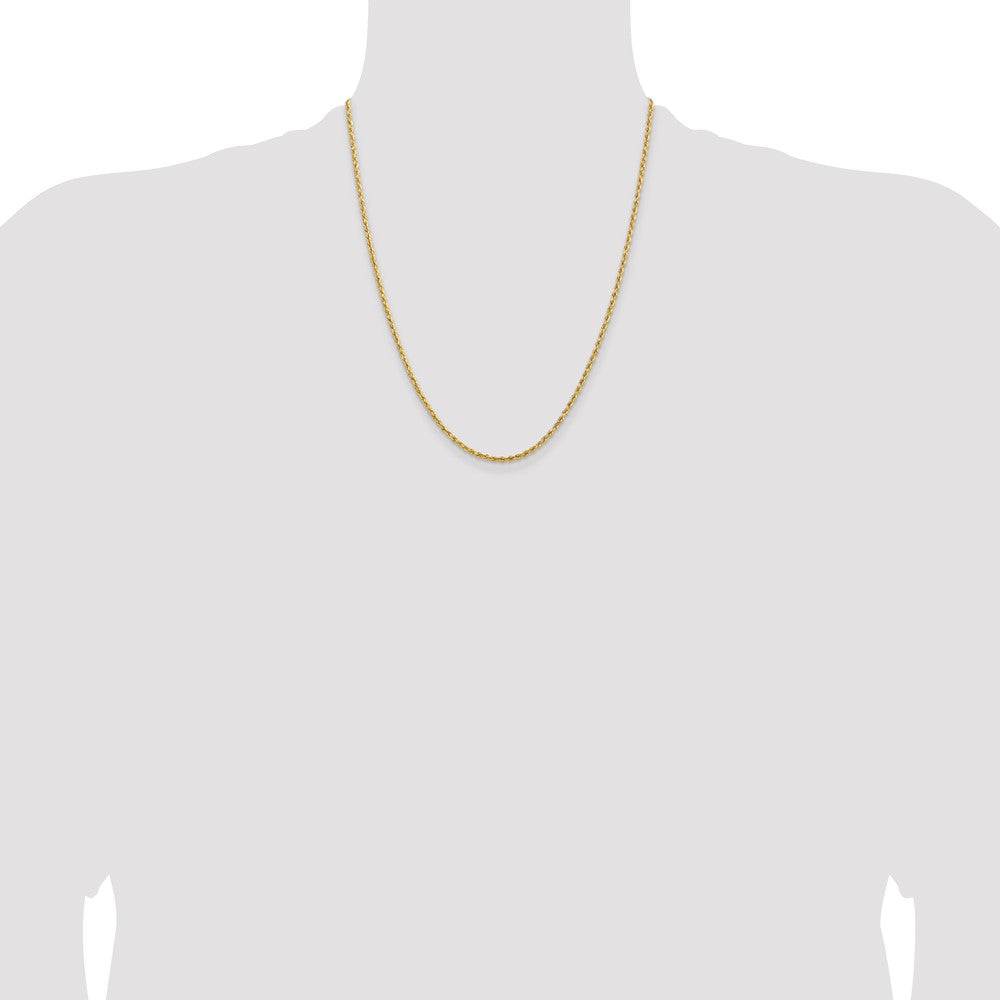 14k 2mm Lightweight D/C Rope with Lobster Clasp Chain