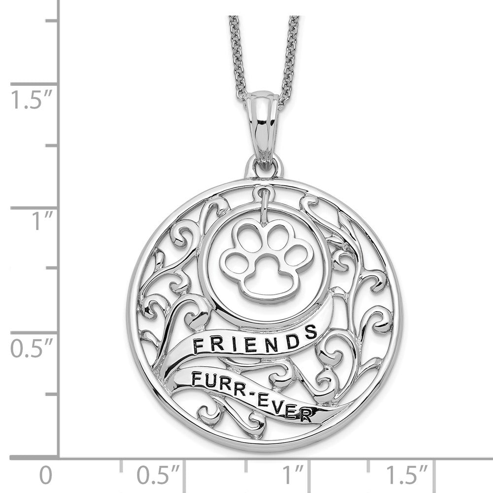 Sentimental Expressions Sterling Silver Rhodium-plated Antiqued Animal Friends-Dog 18in Necklace 18 Inches