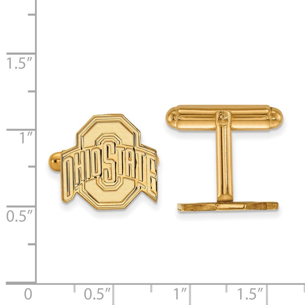 Sterling Silver Gold-plated LogoArt The Ohio State University Cuff Links Q-GP012OSU