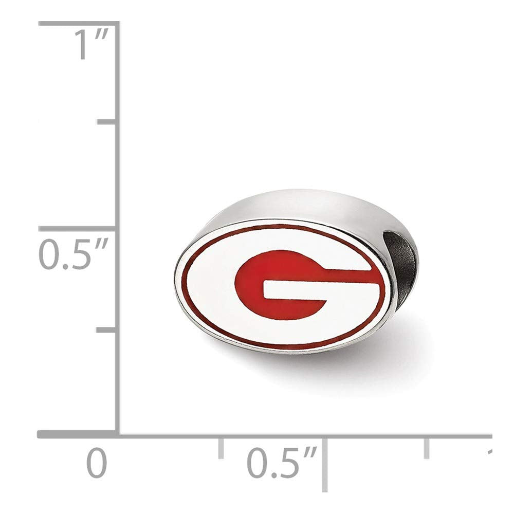 Sterling Silver University of Georgia G Enameled Logo Bead Charm
