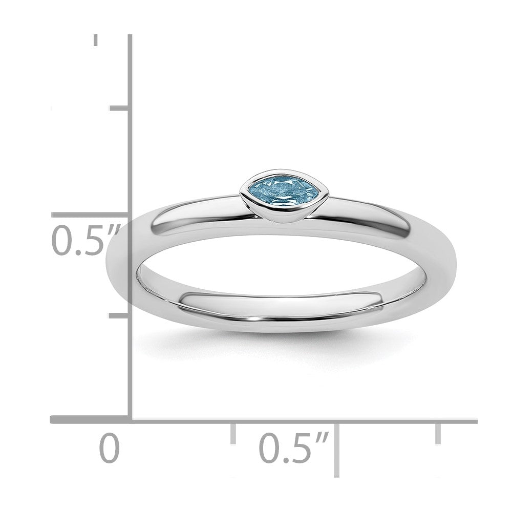 Sterling Silver Stackable Expressions Aquamarine Ring Size -7