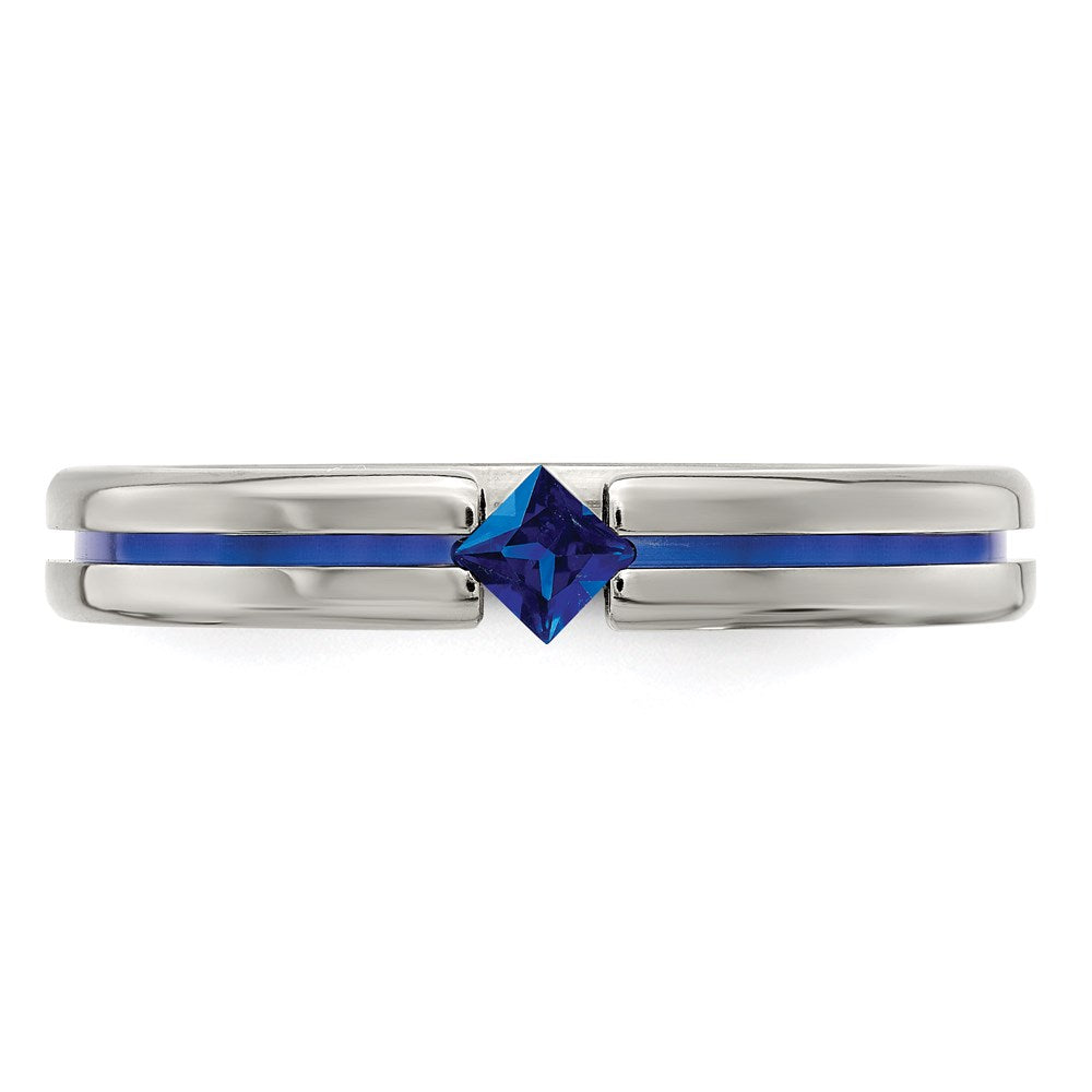 Edward Mirell Titanium Sapphire & Blue Anodized 4mm Band