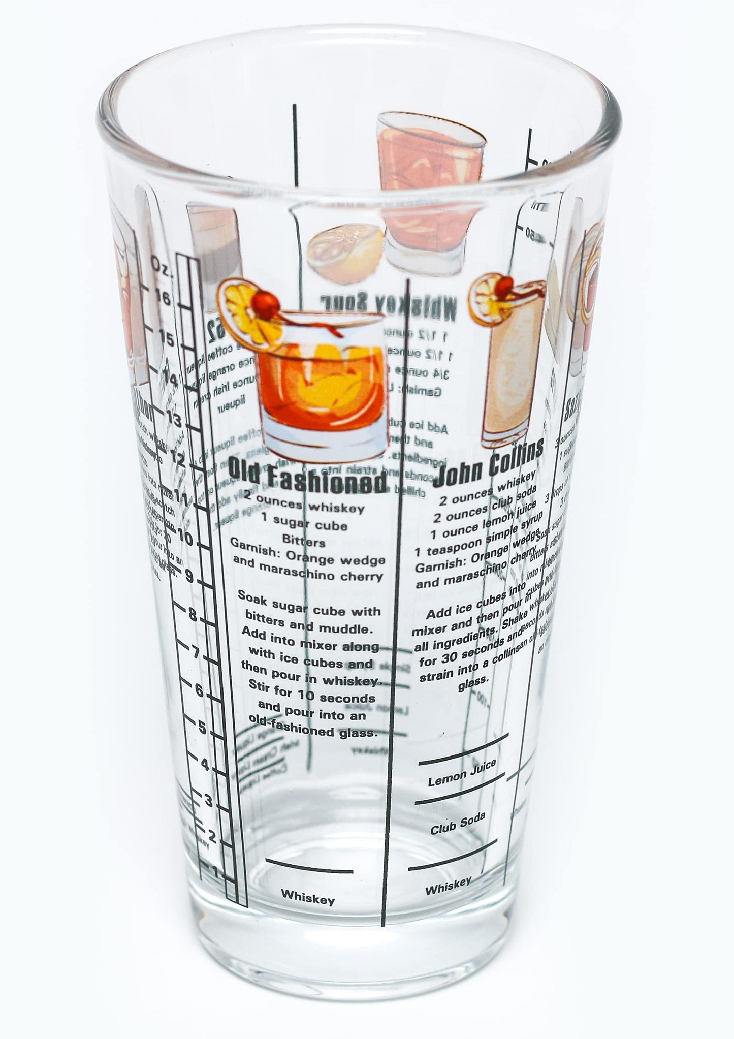 16 ounce Whiskey Recipes Printed Glass Cocktail Shaker Q-GM22650