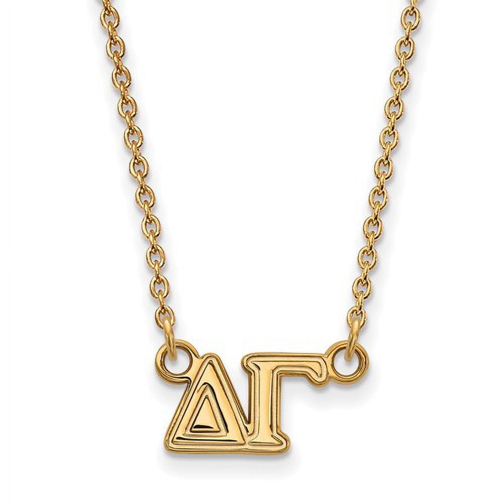 Sterling Silver w/ 14K Yellow Gold-Plated 18in Official Licensed Greek Sororities Delta Gamma (??) Medium Pendant w/ Necklace