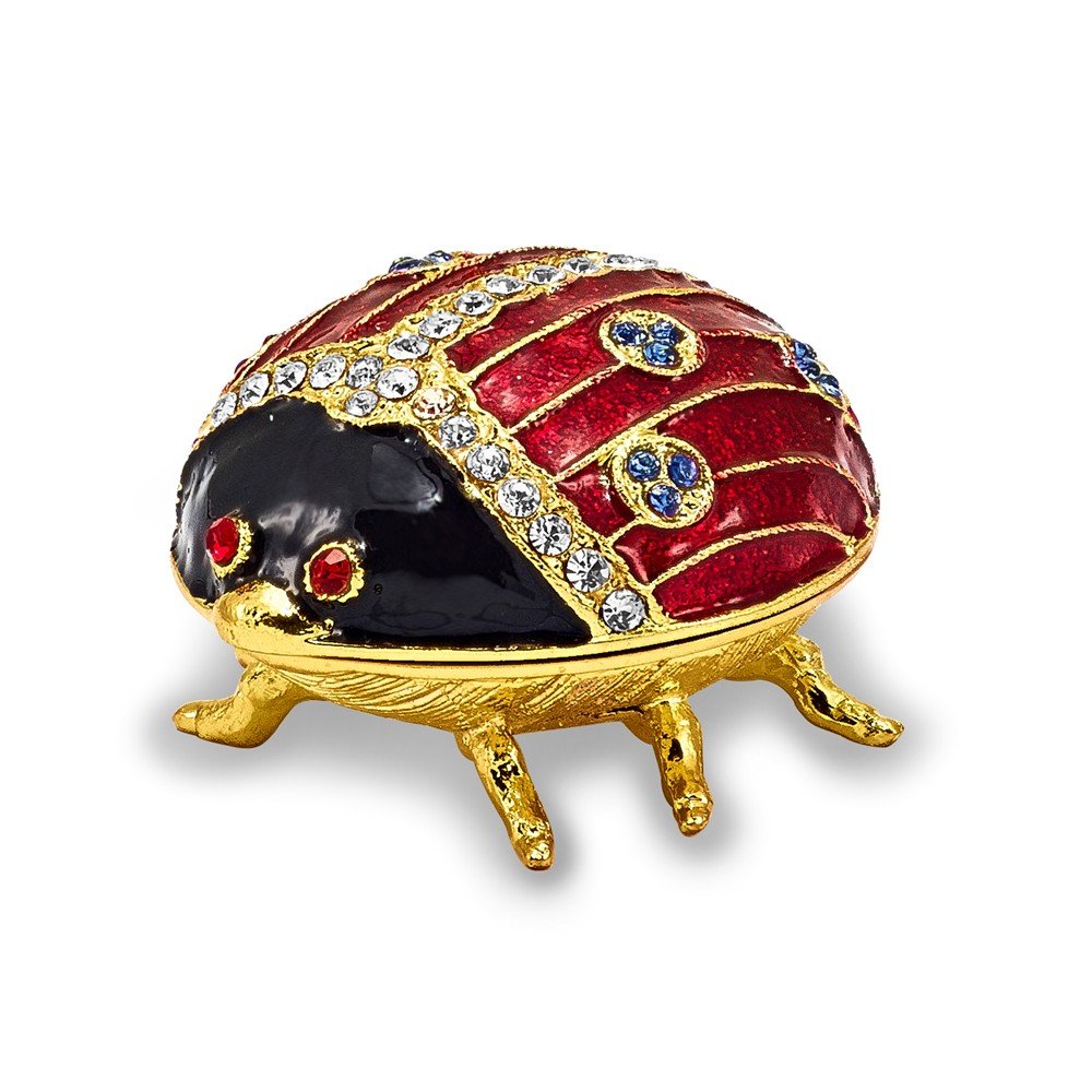 Pewter Enamel Lady Bug Trinket Box