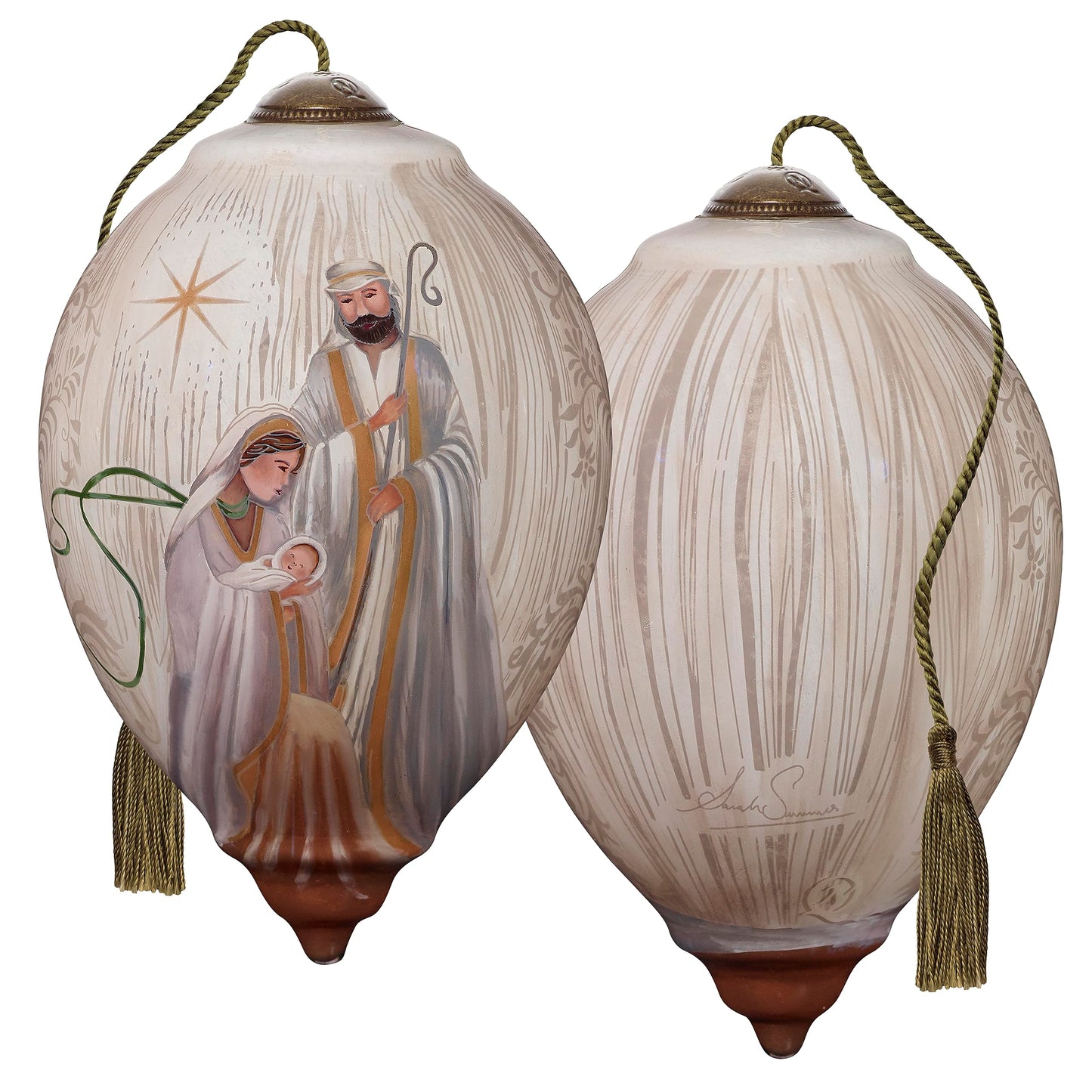 Ne'Qwa Ornament, Nativity-Let Every Heart Prepare Him Room, Hand Painted Blown Glass Ornament (7241113)