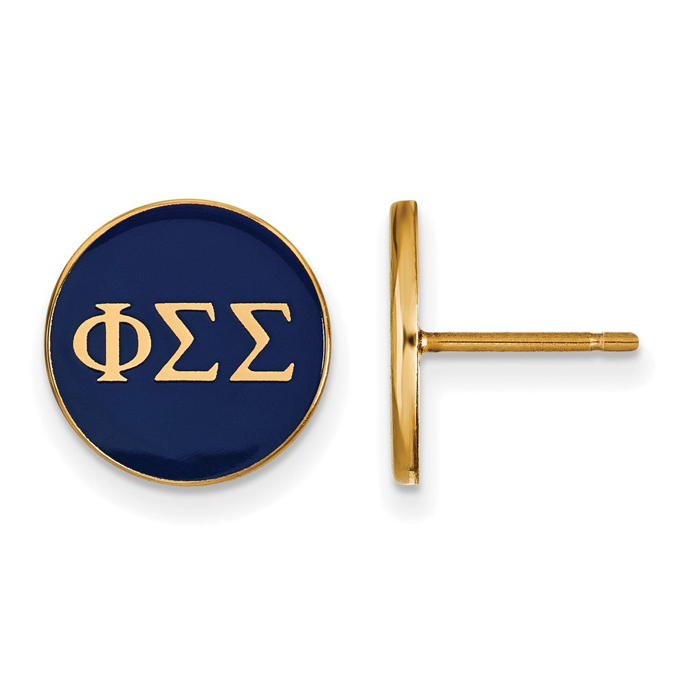 Sterling Silver Gold-plated LogoArt Phi Sigma Sigma Sorority Greek Letters Color Enamel Post Earrings