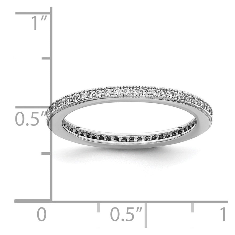 Sterling Silver Rhodium-plated Polished CZ Eternity Band