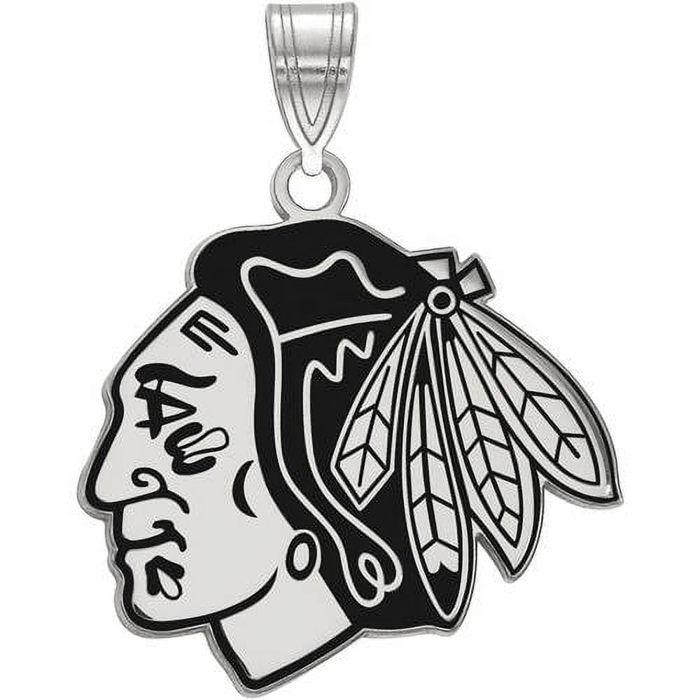 LogoArt NHL Chicago Blackhawks Sterling Silver Large Enamel Pendant