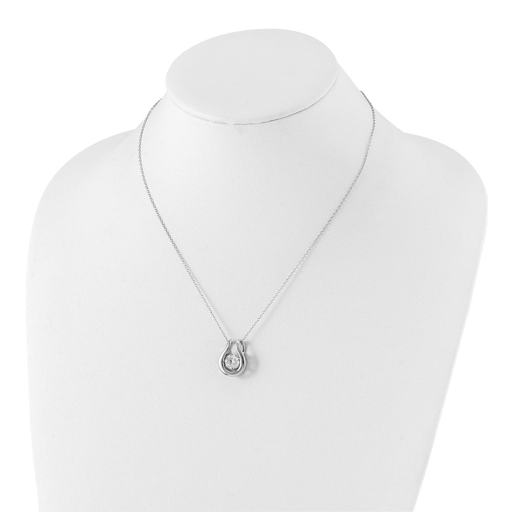 Sterling Silver Rhodium-plated Diamonore Vibrating Stone Necklace