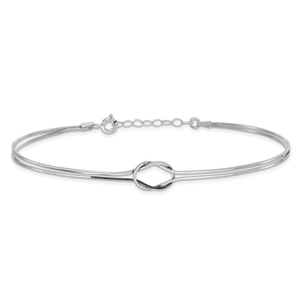 Sterling Silver RH-plated Fancy Loop 9in Plus 1in ext Anklet 9 inches