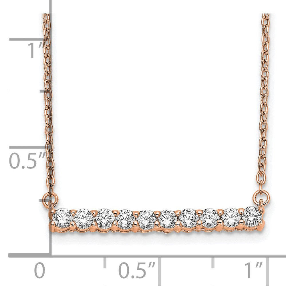 14k Rose Gold 1/2 carat Lab Grown Diamond VS/SI+ G+ 18 inch Bar Necklace