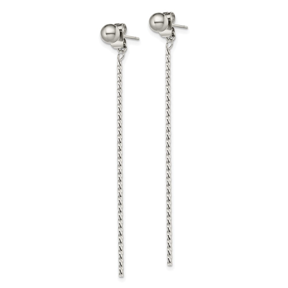 Stainless Steel Polished Bar Front & Back Post Dangle Earrings