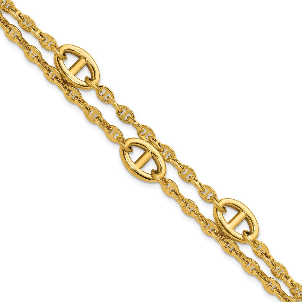 Chisel Stainless Steel Polished Yellow IP-plated Two-Strand Anchor Link 7 inch Plus a 1.25 inch Extension Bracelet 8.25 inches