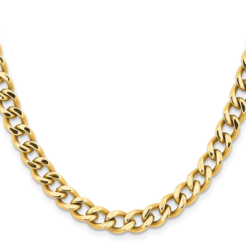 Stainless Steel Polished Yellow IP-plated 7.5mm 22in Curb Chain