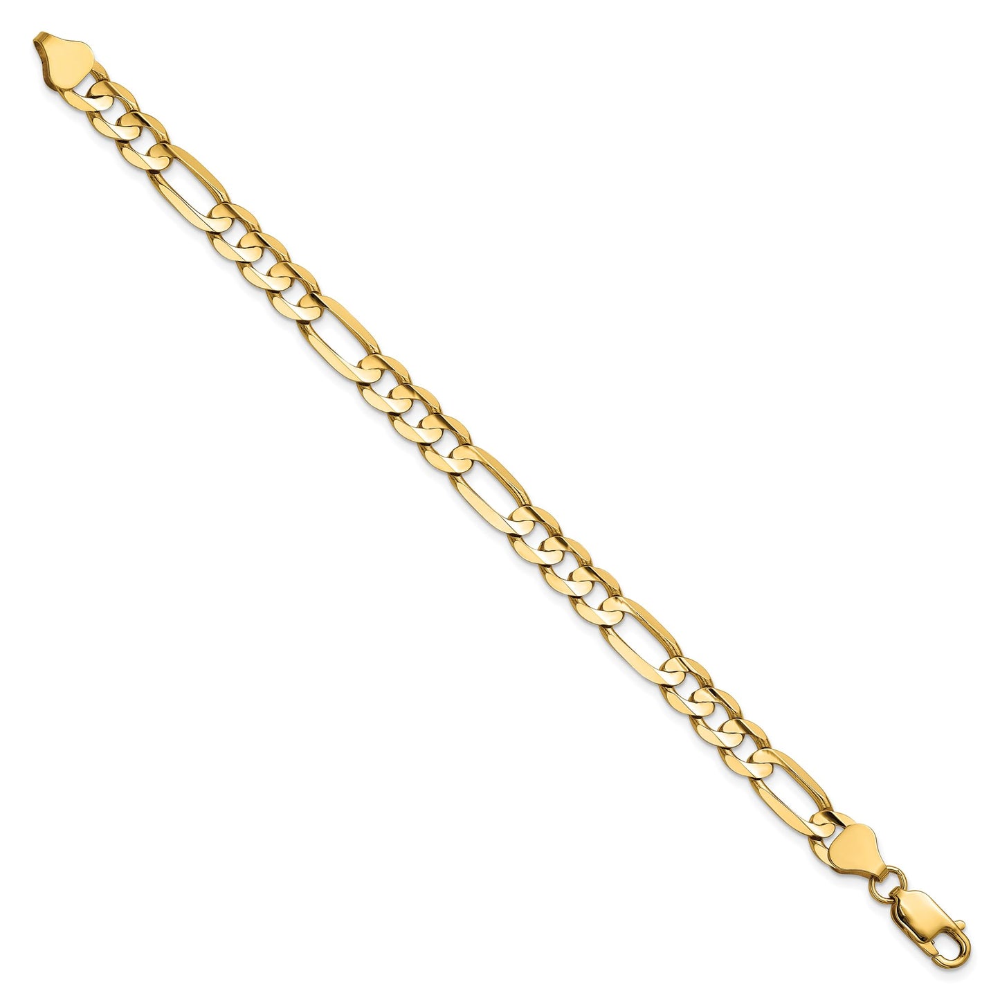 14K 9 inch 6.75mm Concave Open Figaro with Lobster Clasp Chain