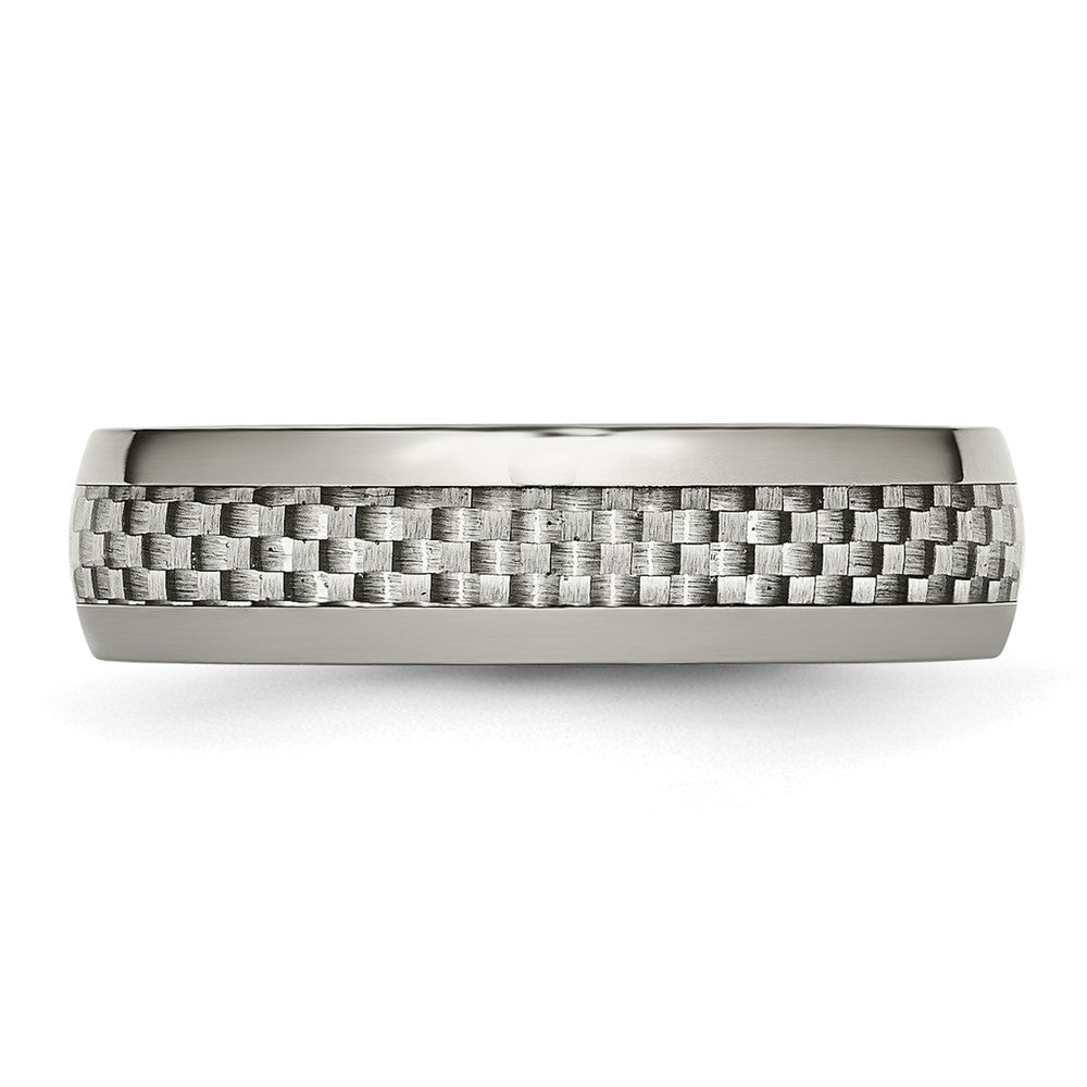 Titanium Polished Grey Carbon Fiber Inlay 6mm Band Size - 8.5