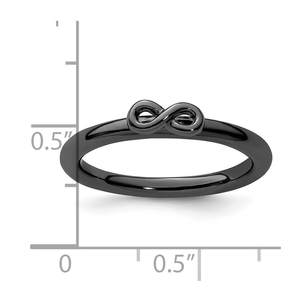 Sterling Silver Stackable Expressions Black-plated Infinity Symbol Ring