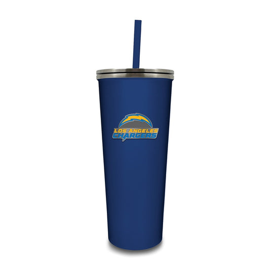 NFL Los Angeles Chargers Stainless Steel 24 ounce Skinny Tumbler with Emblem and Straw