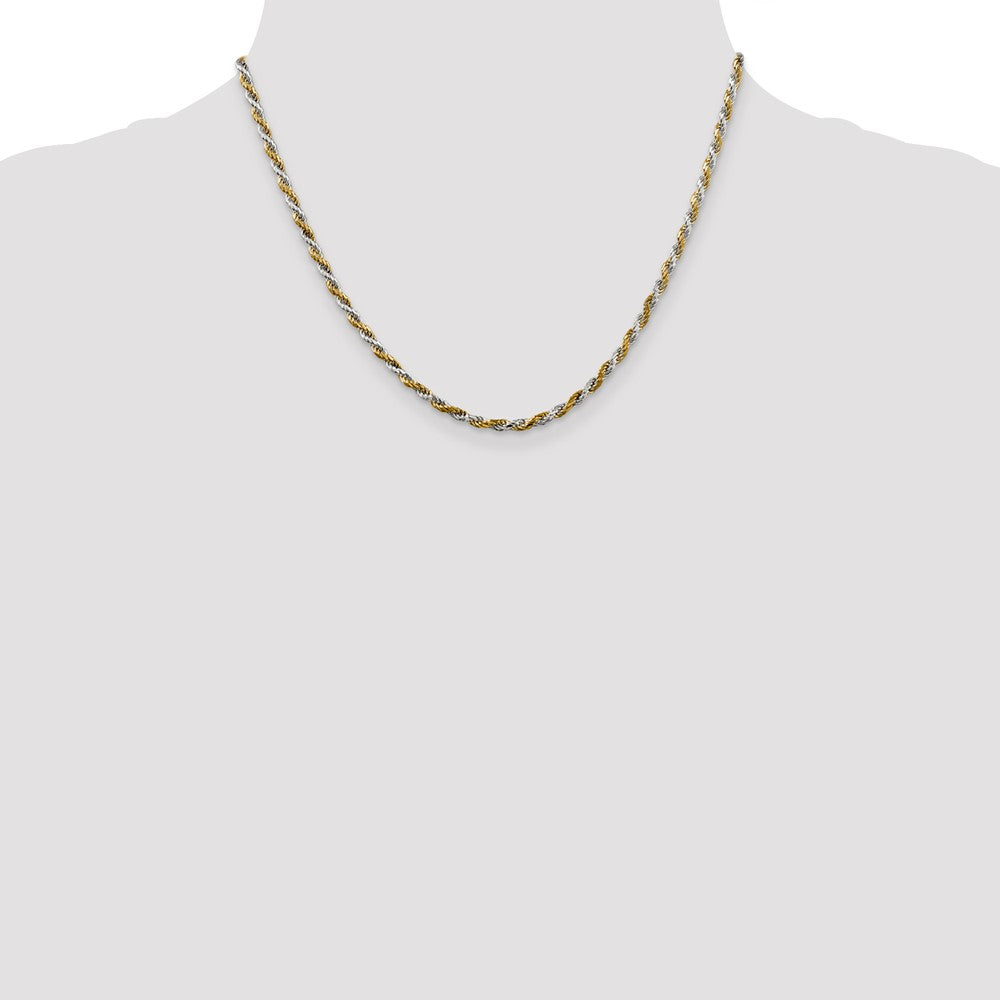 Sterling Silver And Vermeil 2.5mm Diamond-cut Rope Chain 18 Inches