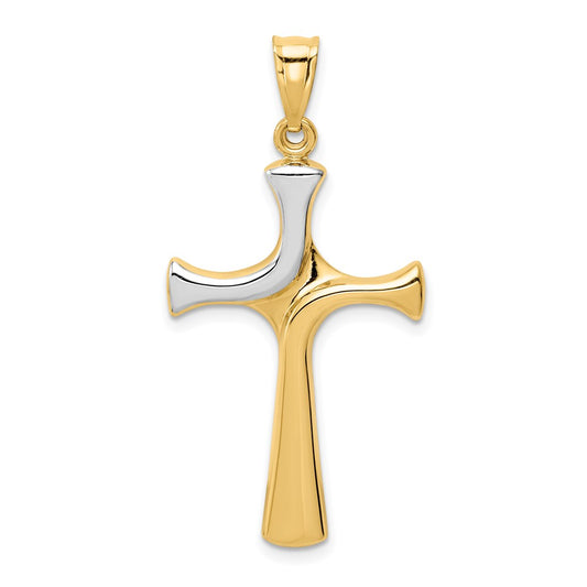 14k w/Rhodium Fancy Cross Pendant