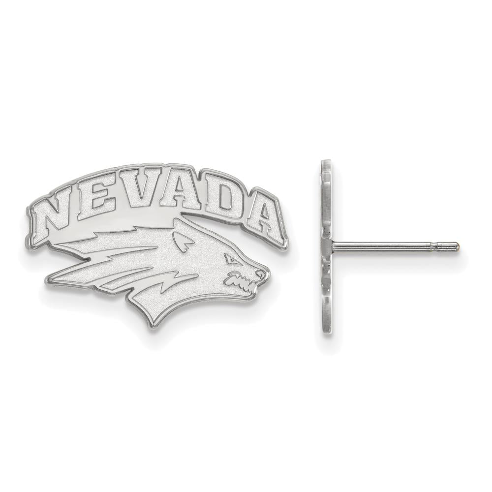 Sterling Silver Rhodium-plated LogoArt University of Nevada-Reno Small Post Earrings Q-SS004UNR