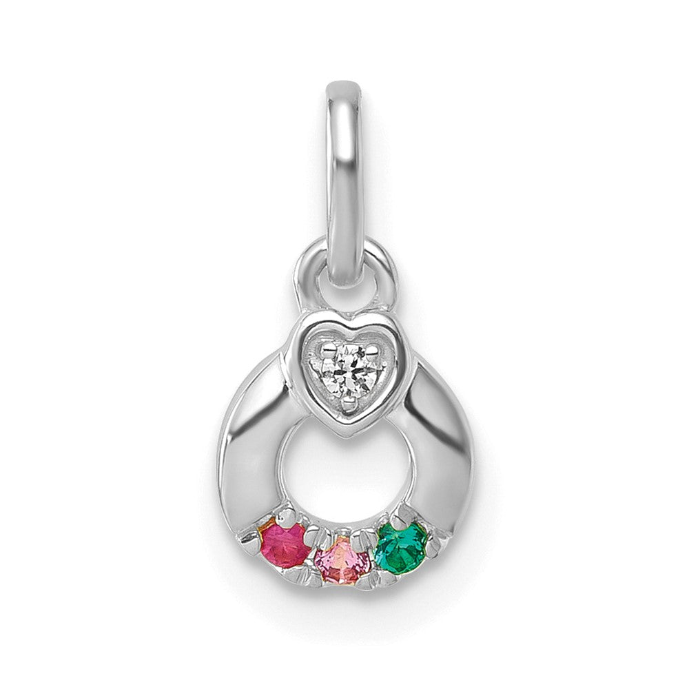14k WG Dia. Heart w/3 Birthstone Mother's Circle Pend Semi-Mount