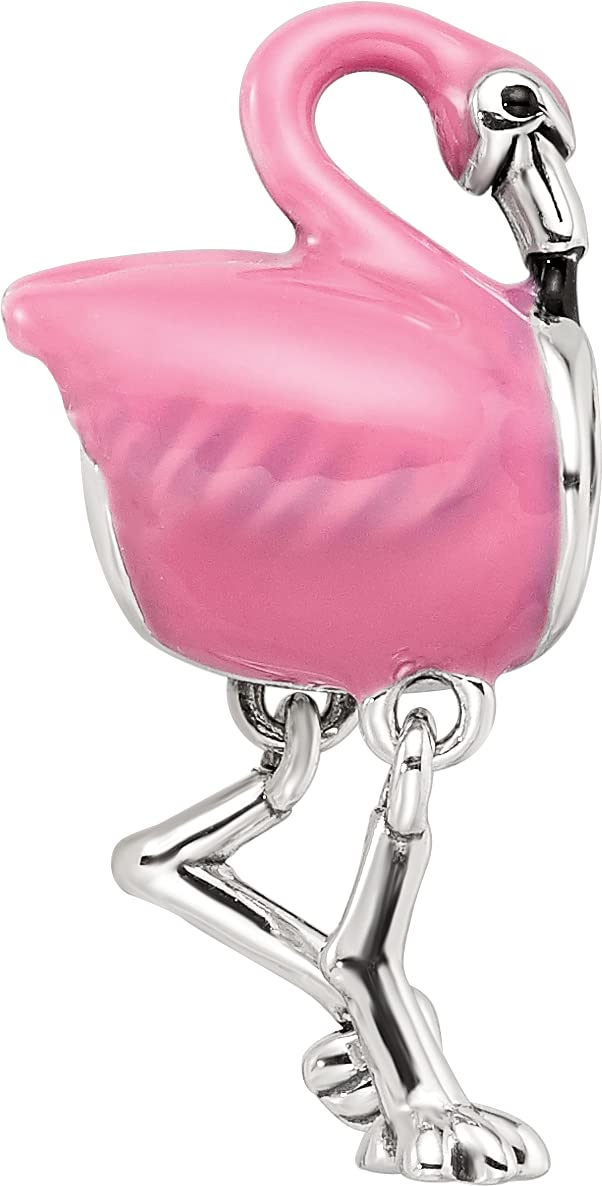Sterling Silver Reflections Pink Enamel Flamingo Bead