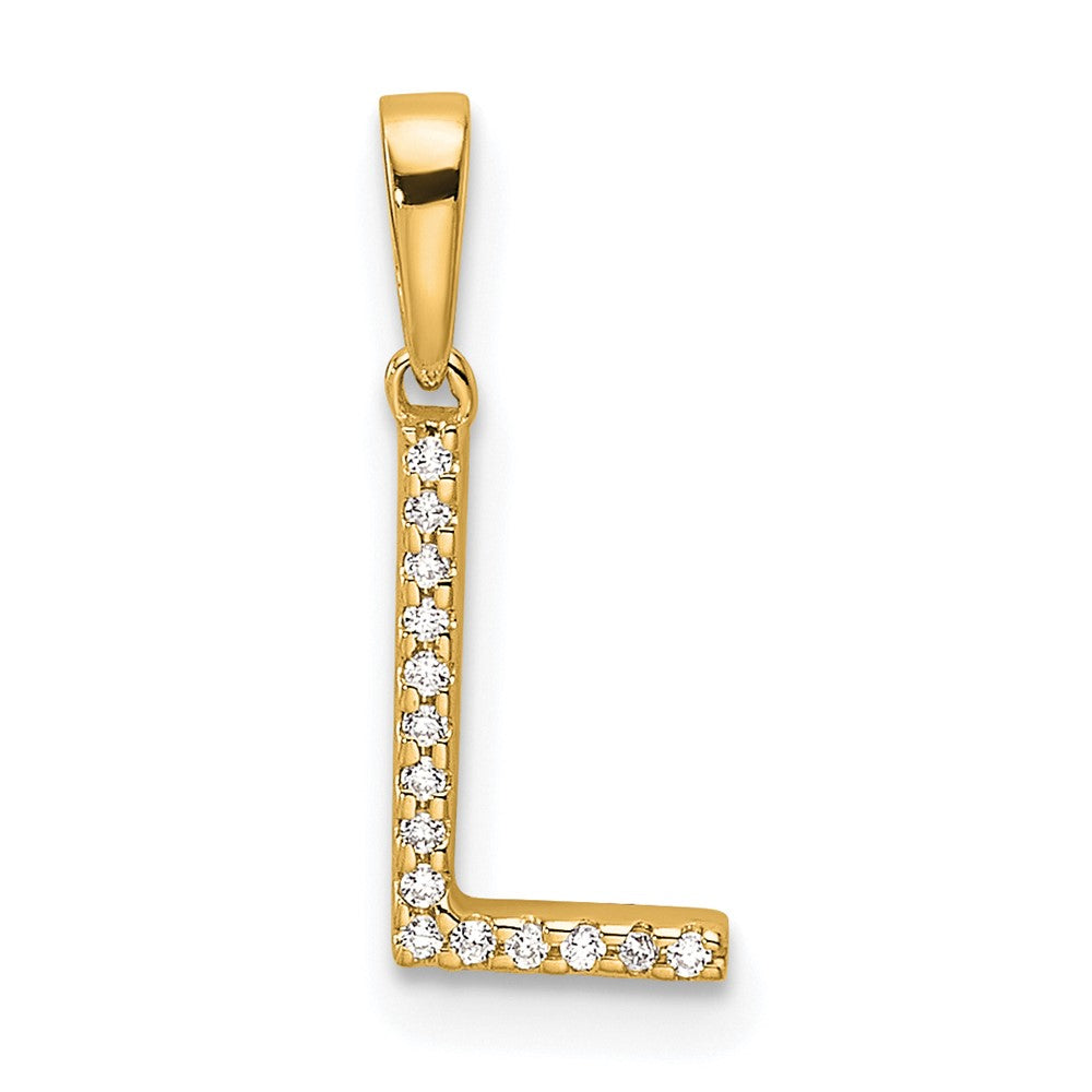 14K Diamond Letter L Initial Pendant