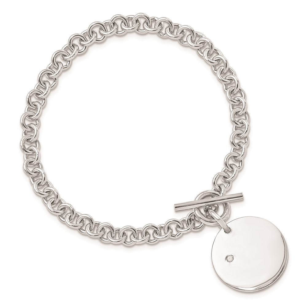 Sterling Silver Rhodium-plated .03ct Diamond Disc Bracelet 7.5 inches