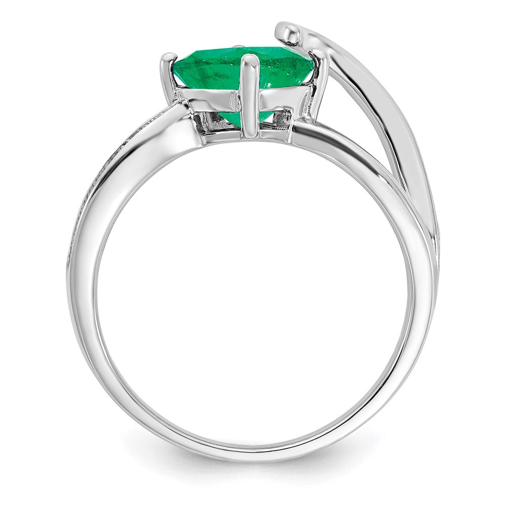 Sterling Silver ANC CR Emerald & Diamond Ring