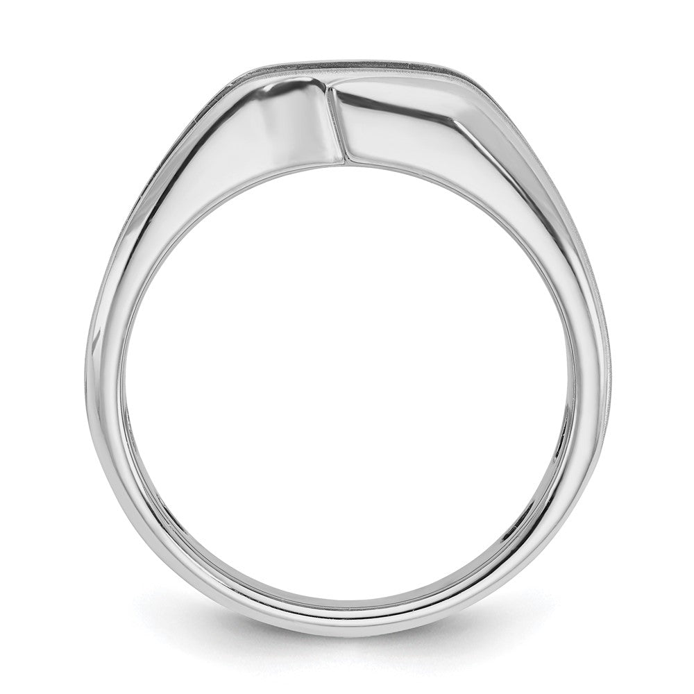 IBGoodman 14k White Gold with Black Rhodium Men's Polished Satin and Grooved Solitaire 1/5 Carat AA Quality Diamond Ring