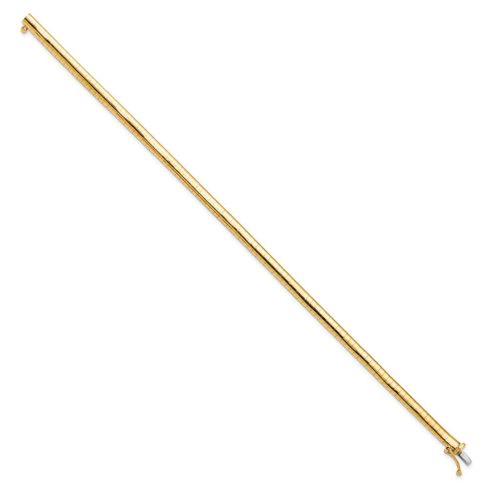 14K 4mm Domed 7 inch Omega Bracelet
