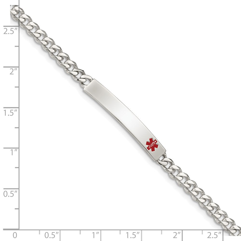 Sterling Silver Polished Medical Curb Link ID Bracelet 8.5 inches