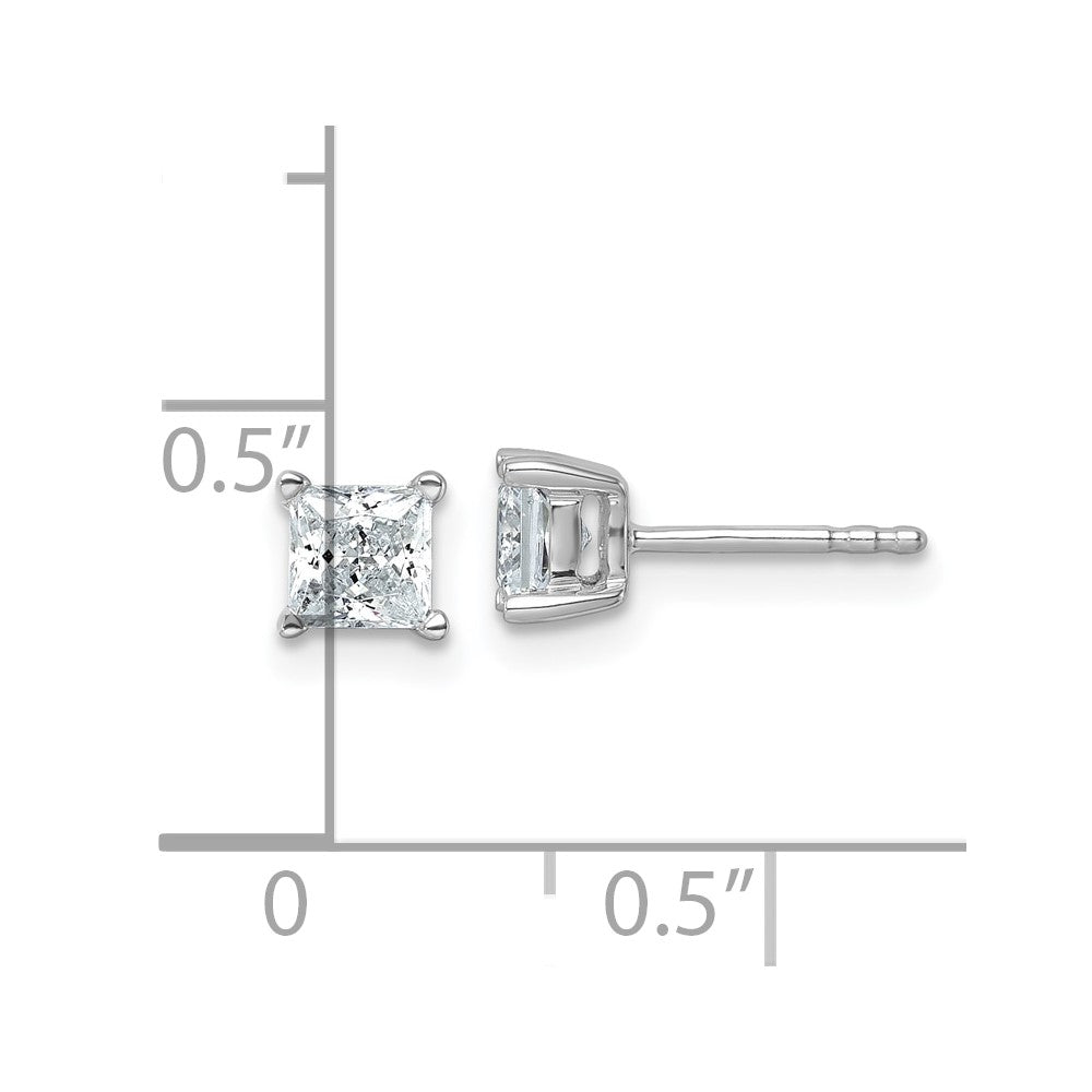 14k White Gold 1 ctw Lab Grown Diamond VS/SI+ G+ Princess 4 Prong Heavy Wt. Stud Earrings